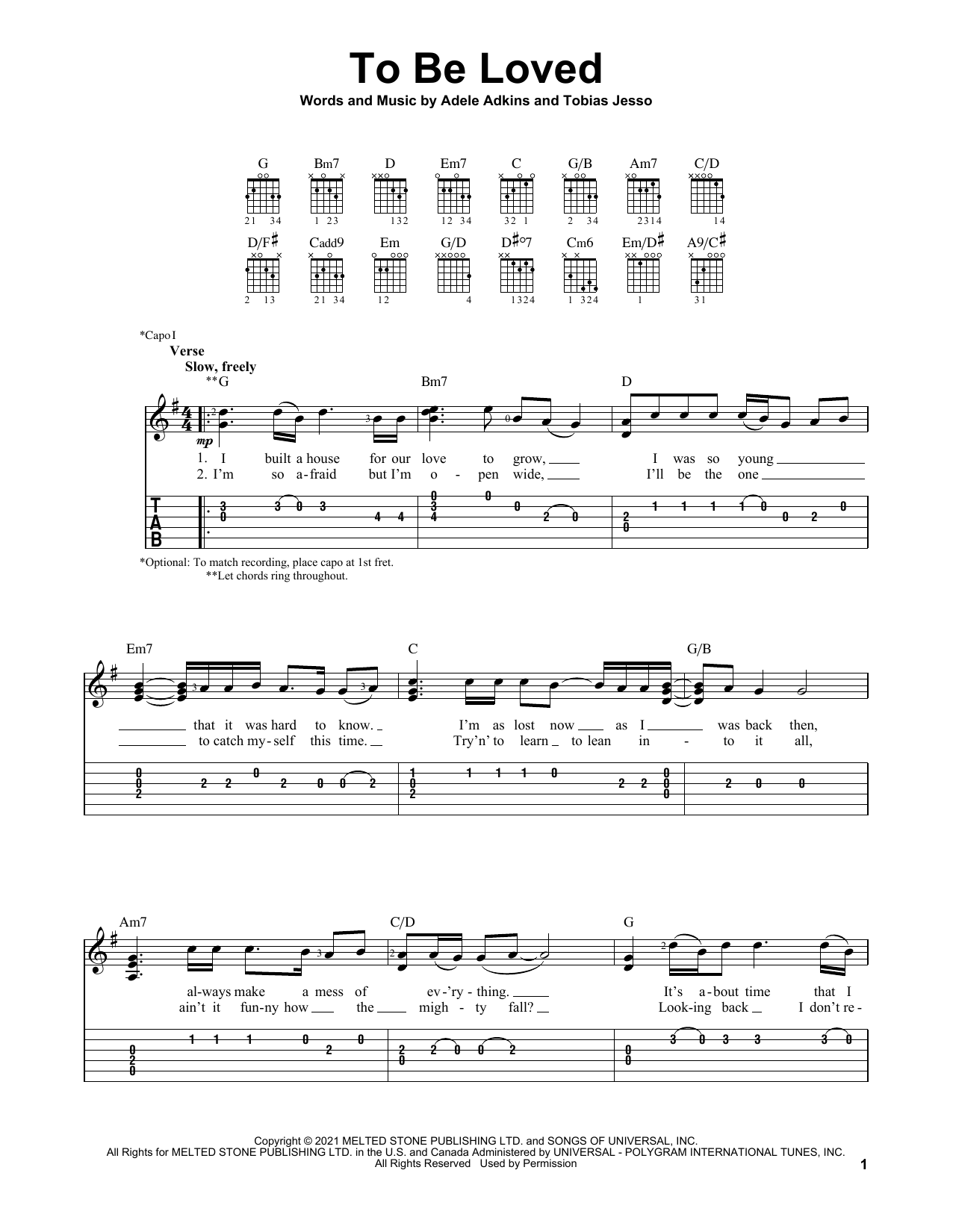 Download Adele To Be Loved Sheet Music