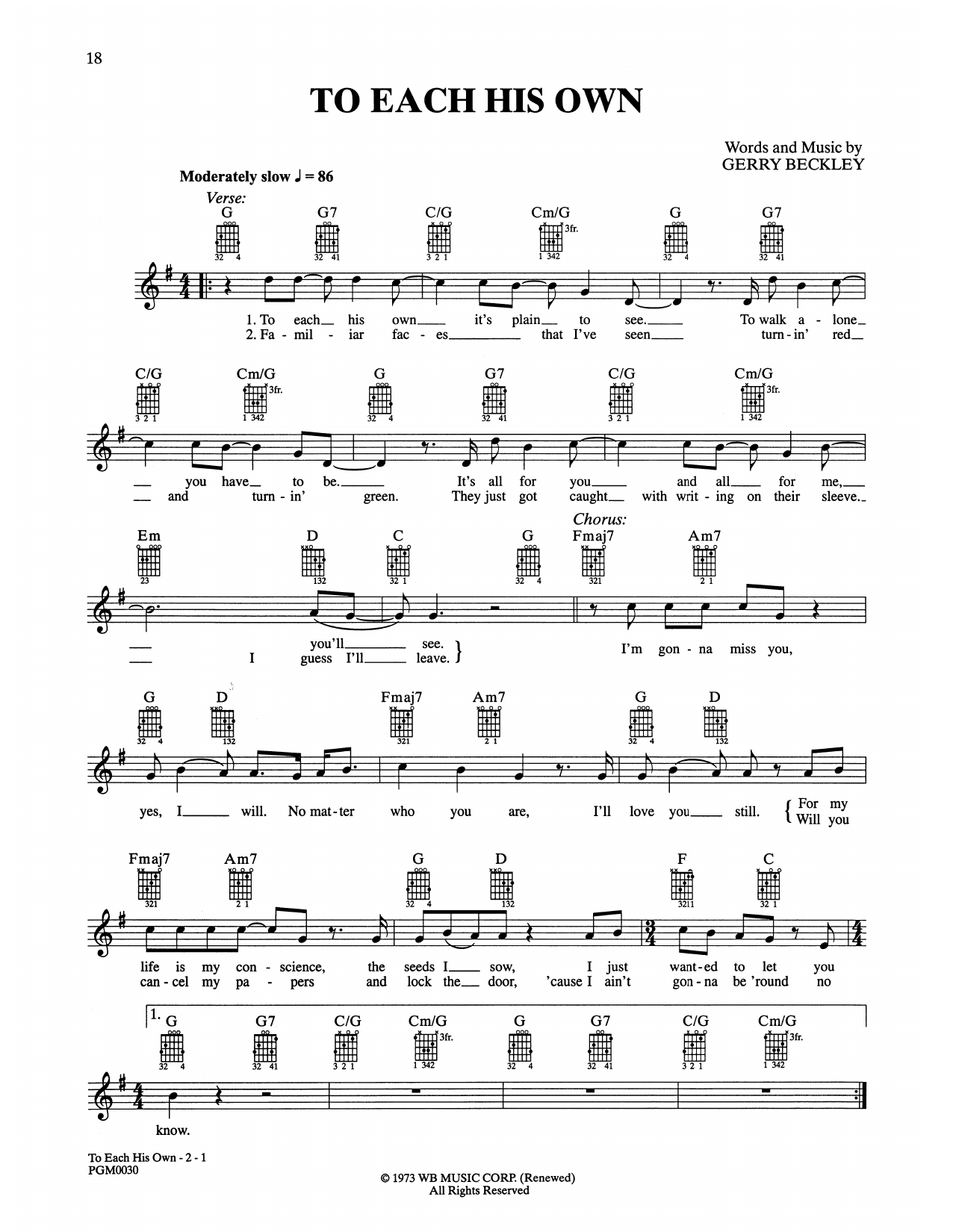 Download America To Each His Own Sheet Music