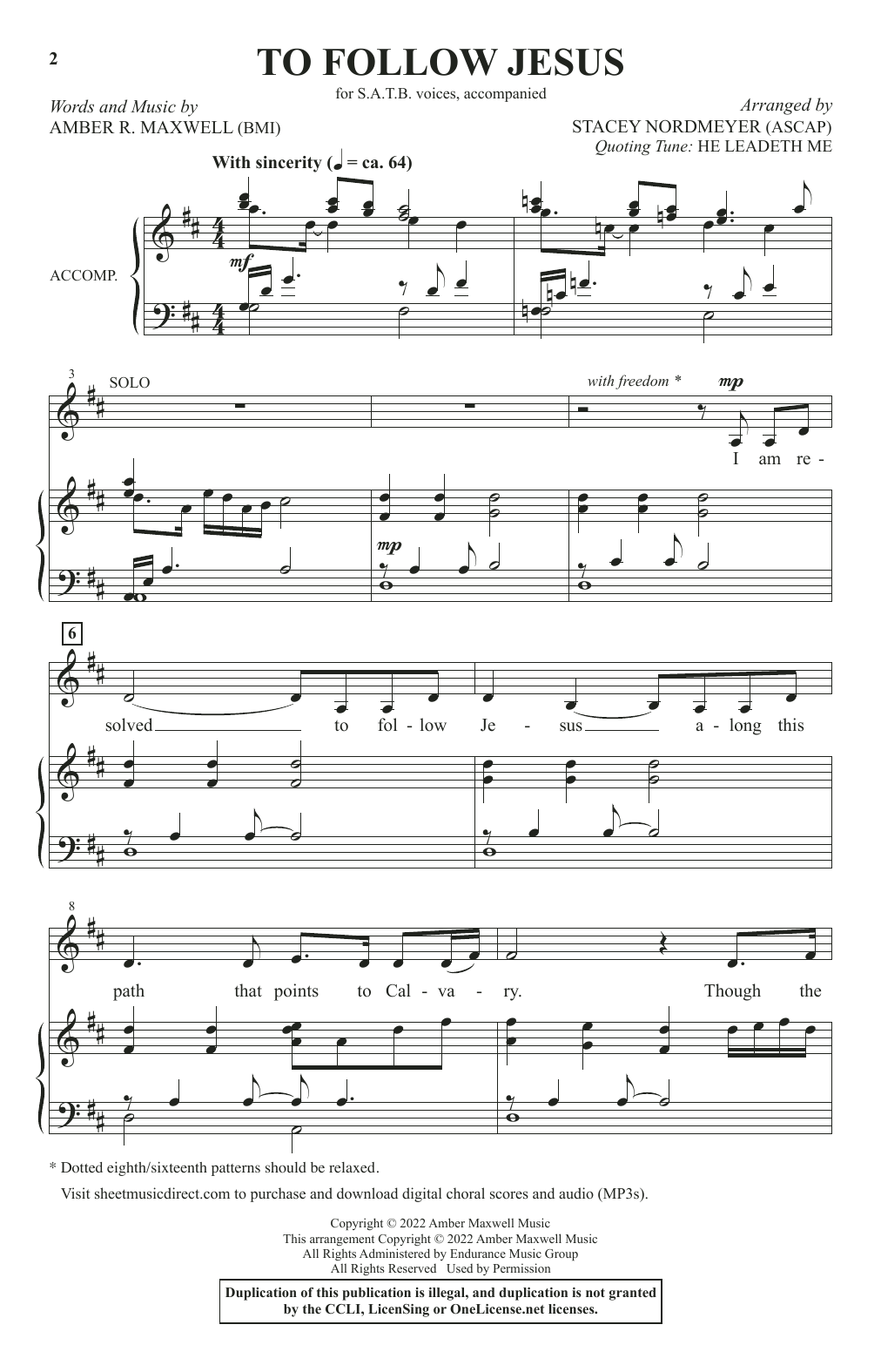 Download Amber R. Maxwell To Follow Jesus (arr. Stacey Nordmeyer) Sheet Music