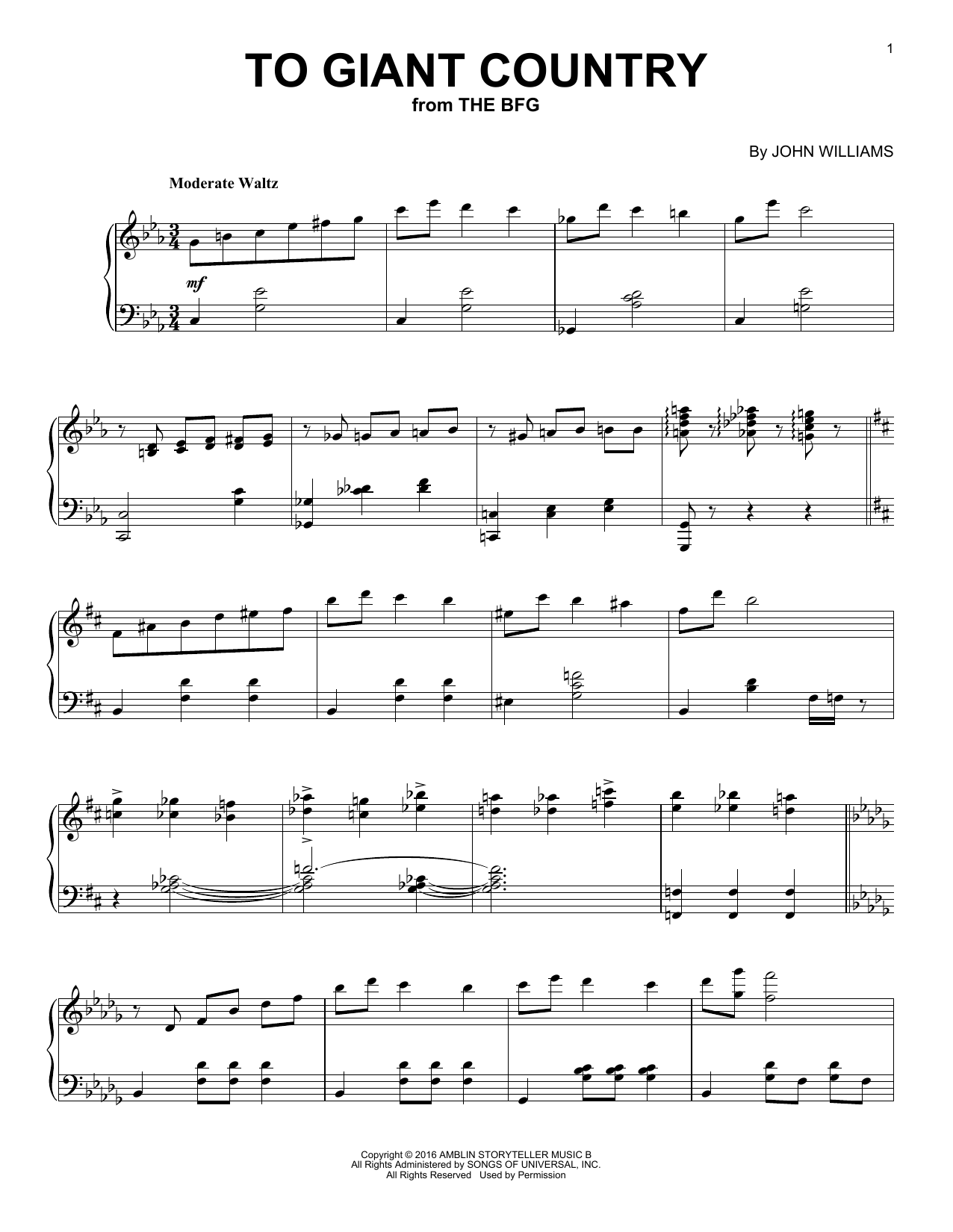 Download John Williams To Giant Country Sheet Music