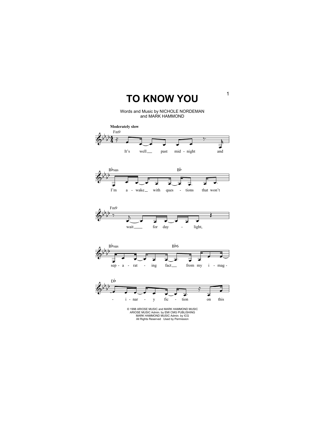 Download Mark Hammond To Know You Sheet Music