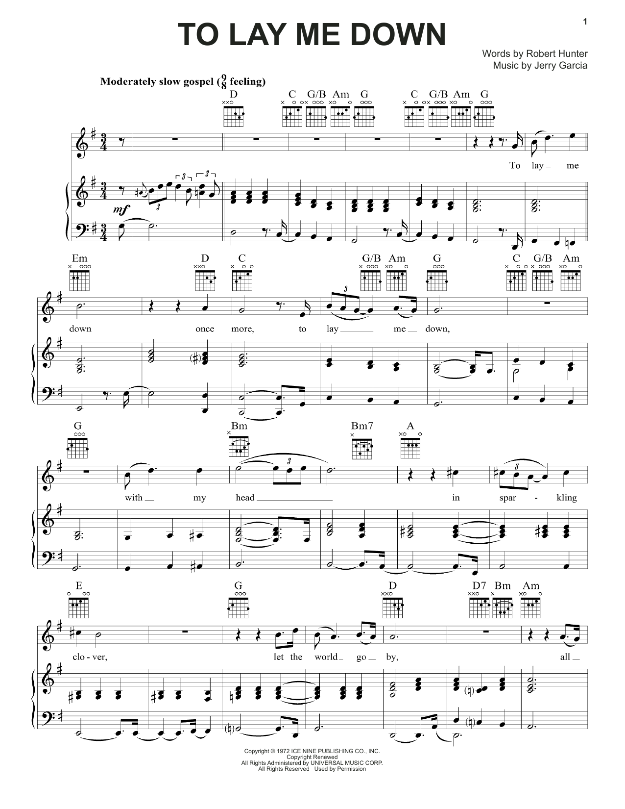 Download Grateful Dead To Lay Me Down Sheet Music
