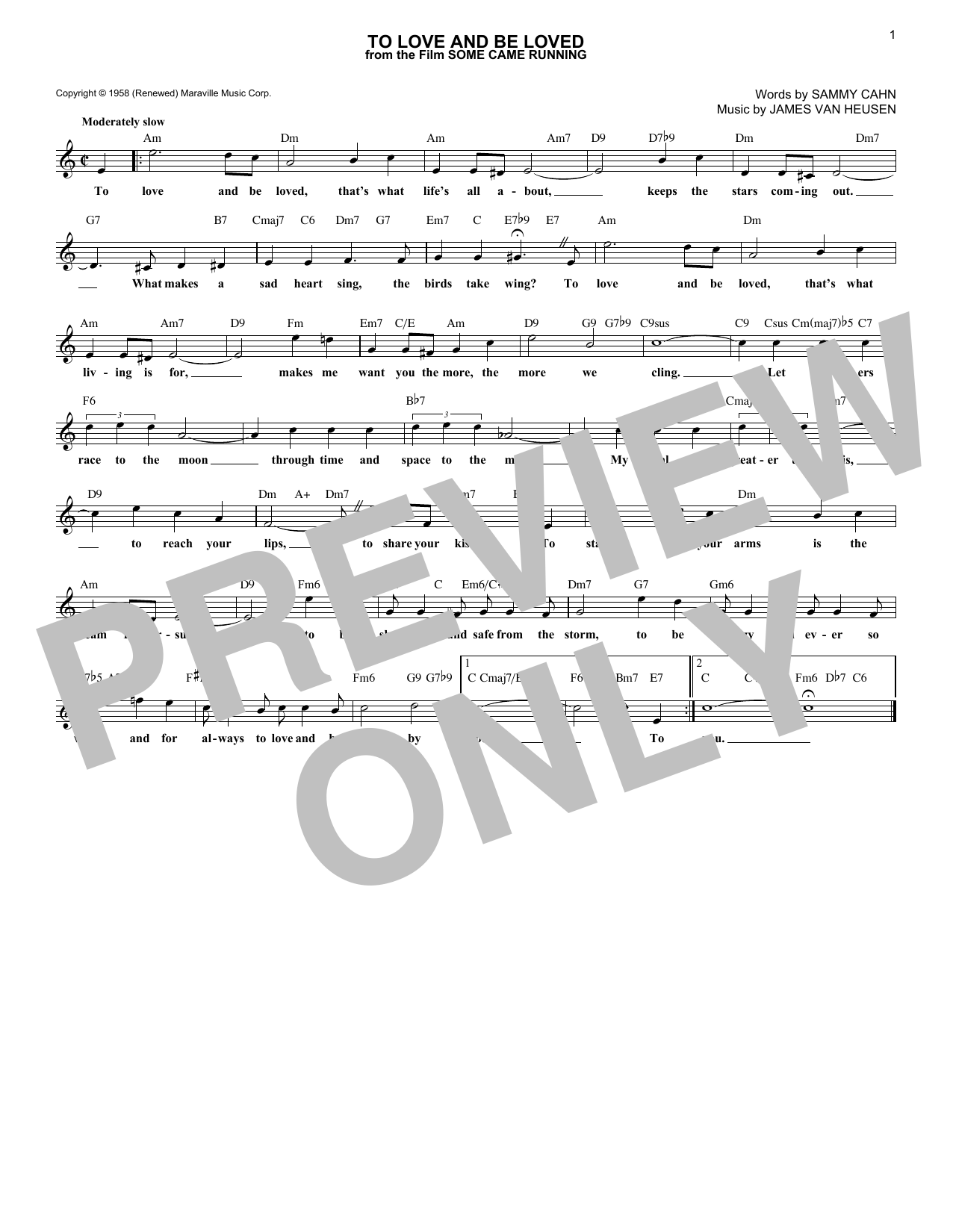 Download Sammy Cahn To Love And Be Loved Sheet Music