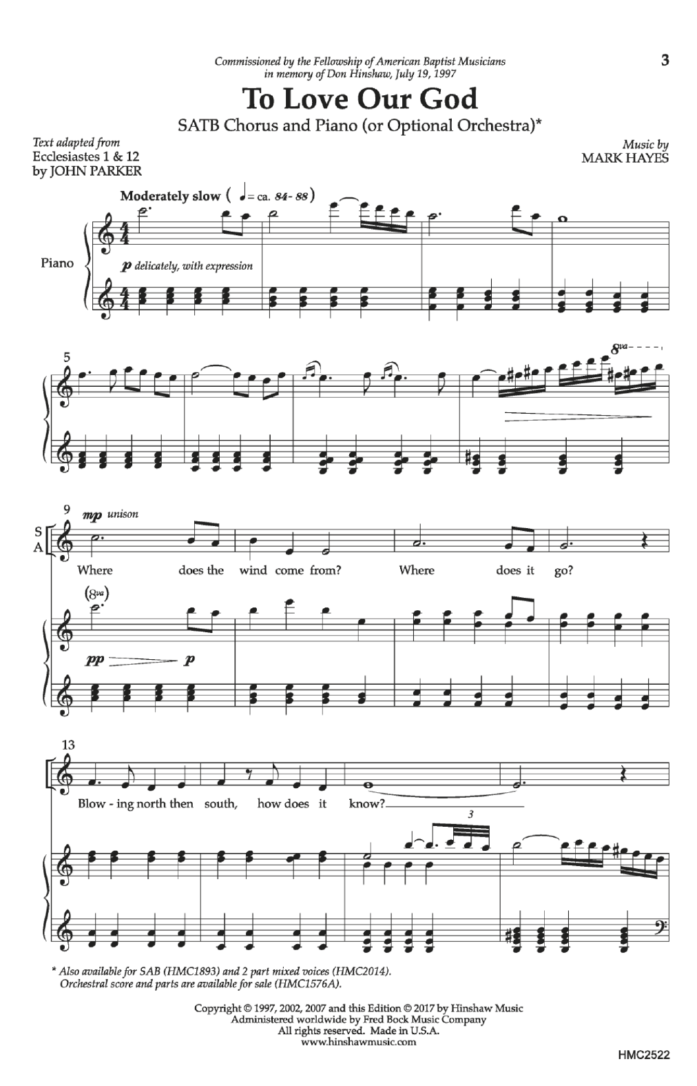 Download Mark Hayes To Love Our God Sheet Music
