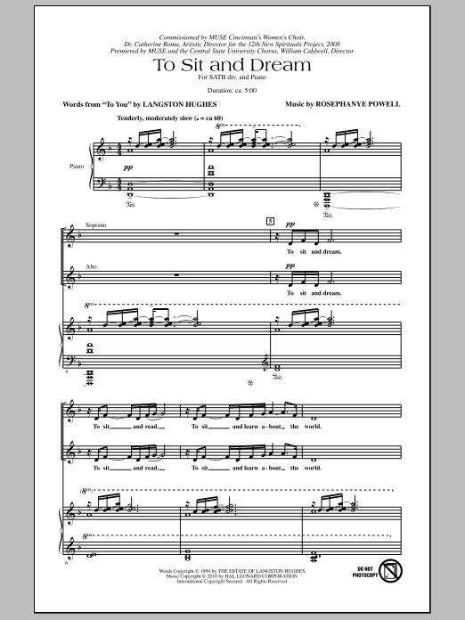 Download Rosephanye Powell To Sit And Dream Sheet Music
