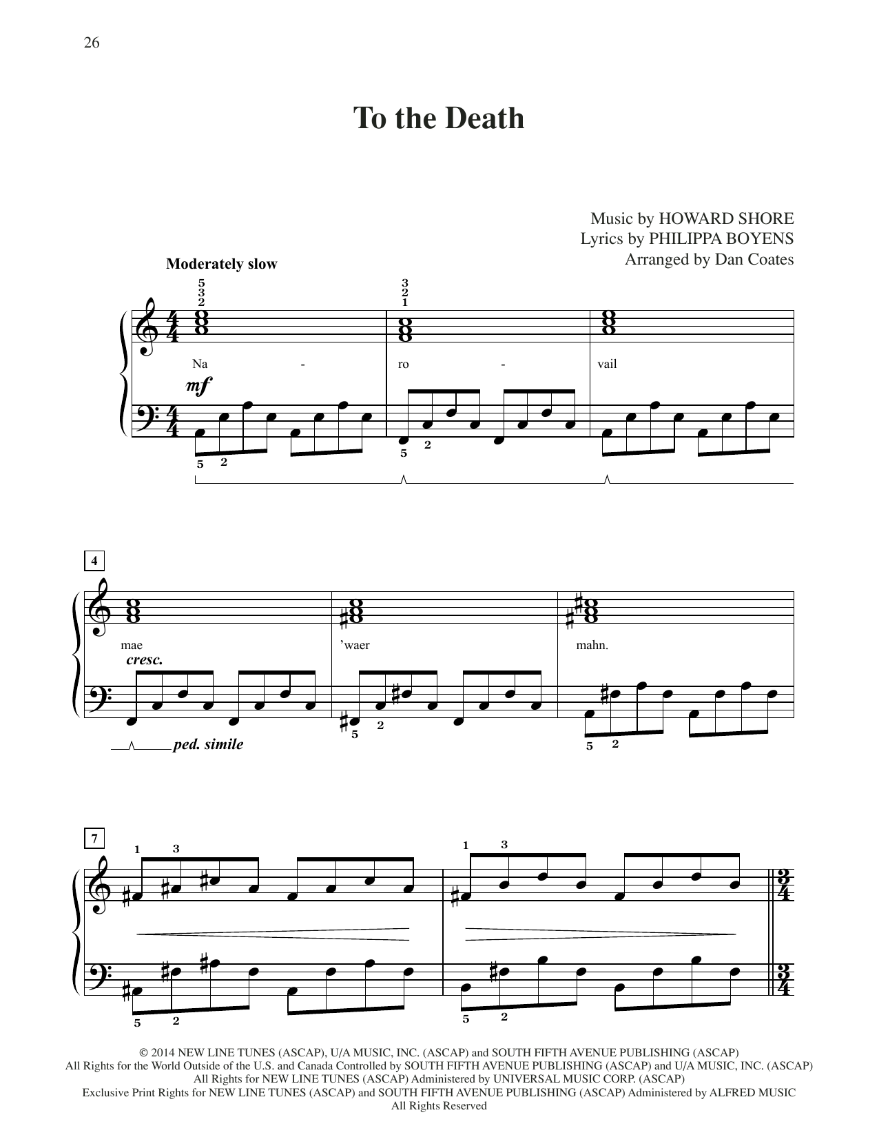Download Howard Shore To The Death (from The Hobbit: The Batt Sheet Music
