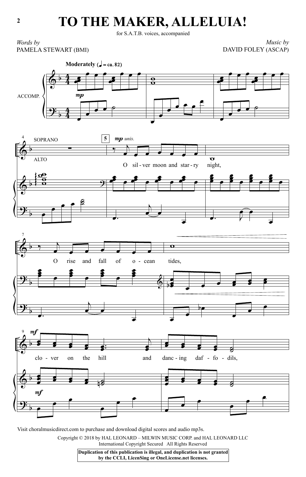 Download David Foley To The Maker, Alleluia! Sheet Music