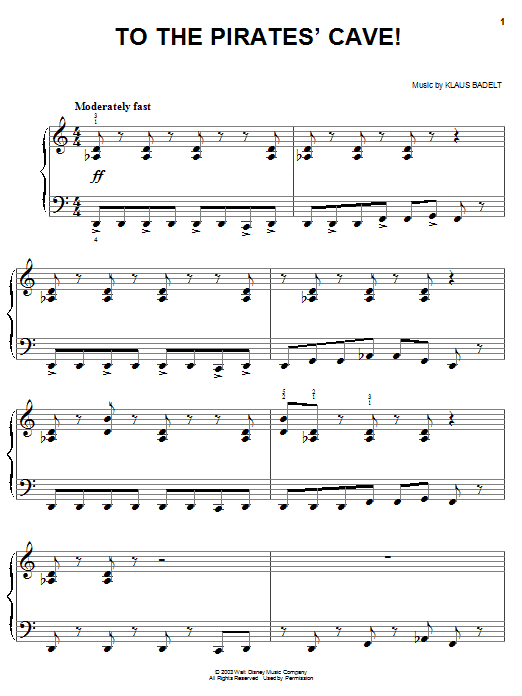 Download Klaus Badelt To The Pirate's Cave! Sheet Music