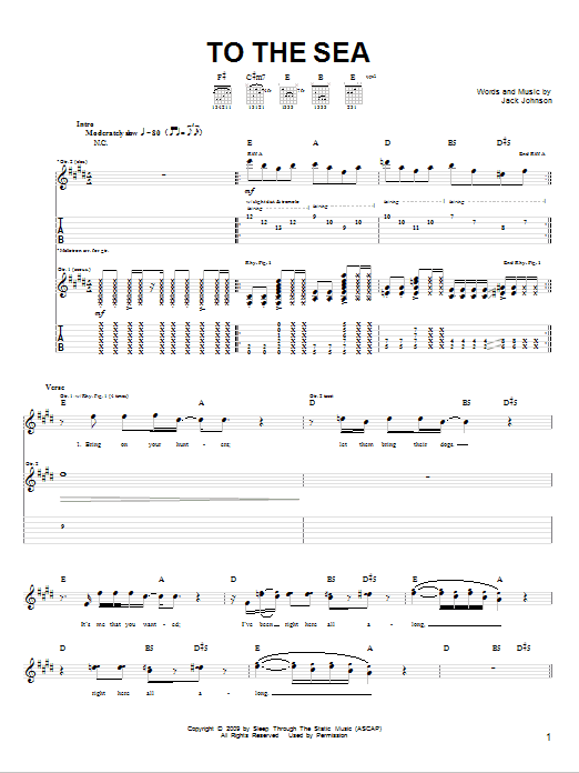 Download Jack Johnson To The Sea Sheet Music
