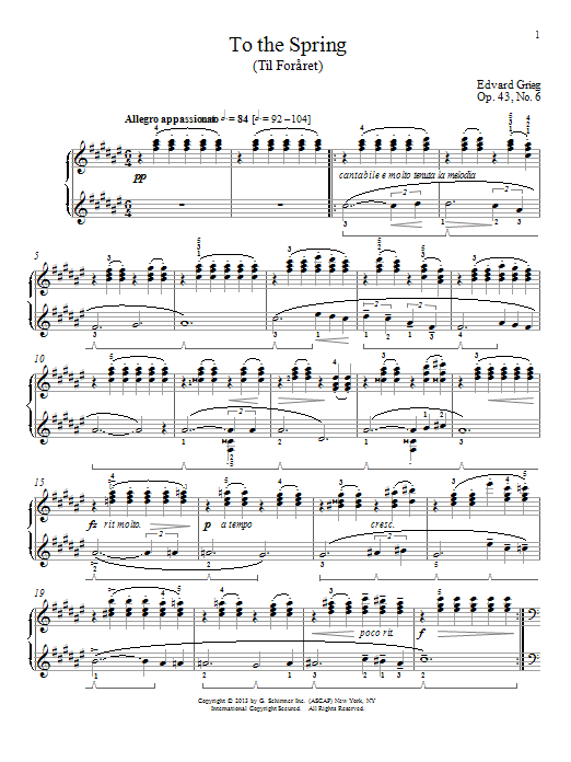 Download William Westney To The Spring (Til Foraret), Op. 43, No Sheet Music