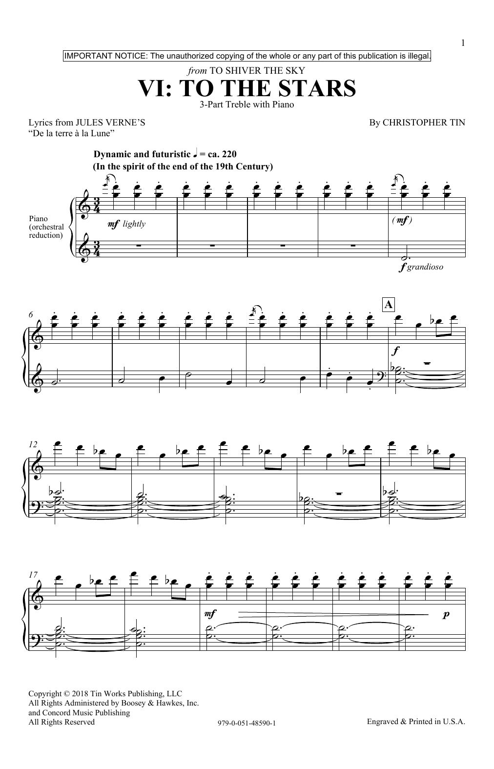 Download Christopher Tin To The Stars (from To Shiver The Sky) Sheet Music
