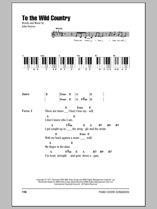 Download John Denver To The Wild Country Sheet Music