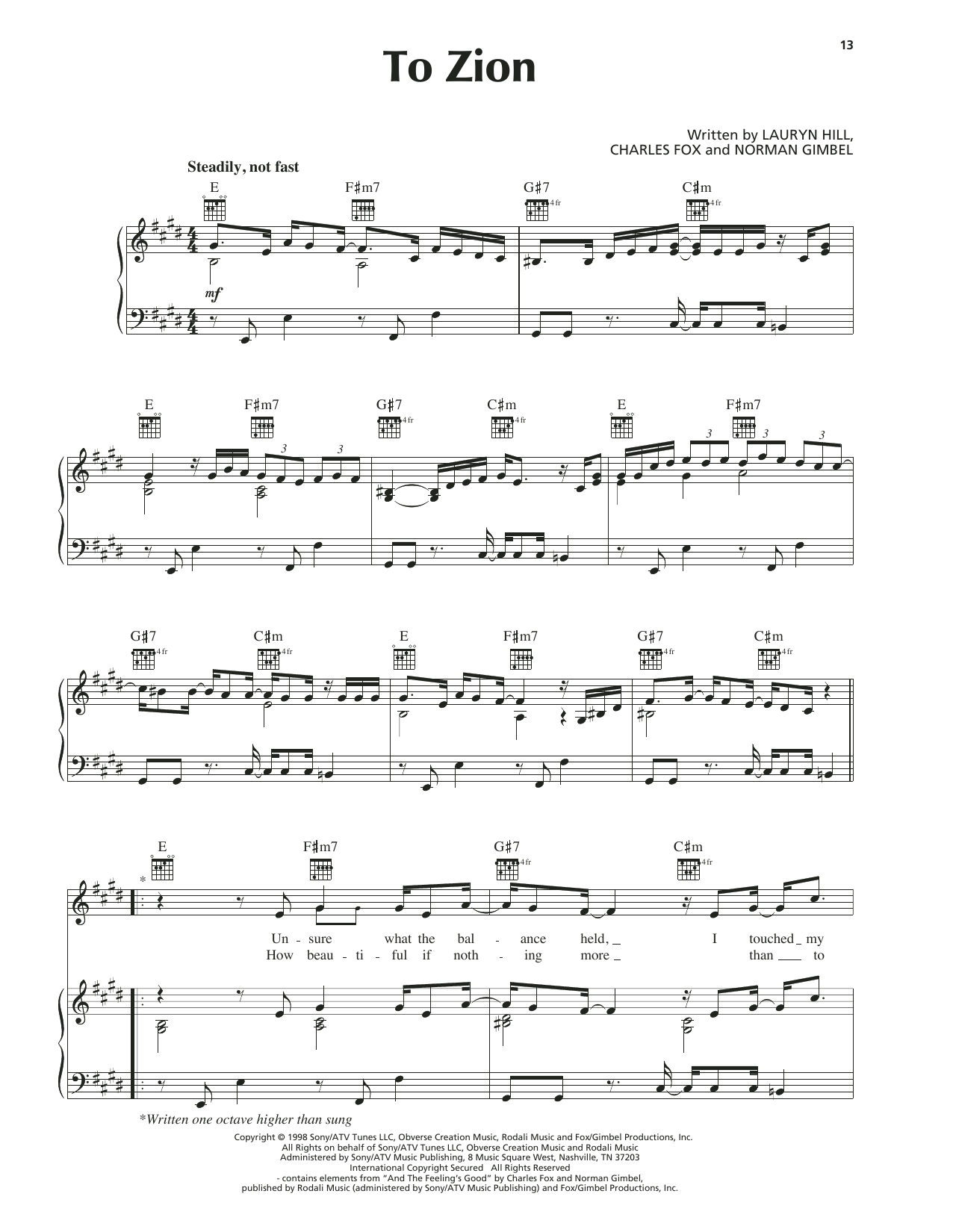 Download Lauryn Hill To Zion Sheet Music