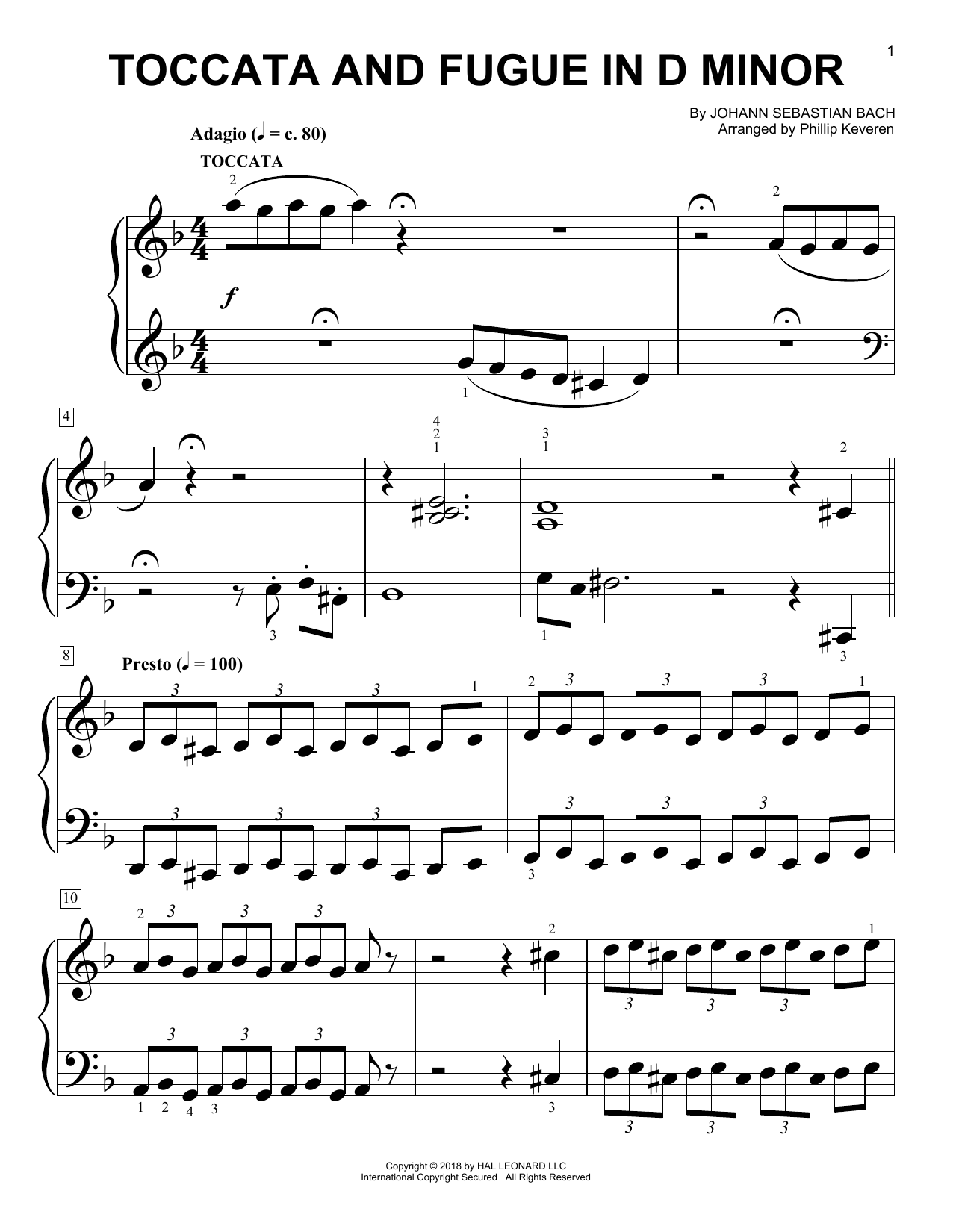 Download Phillip Keveren Toccata And Fugue In D Minor Sheet Music