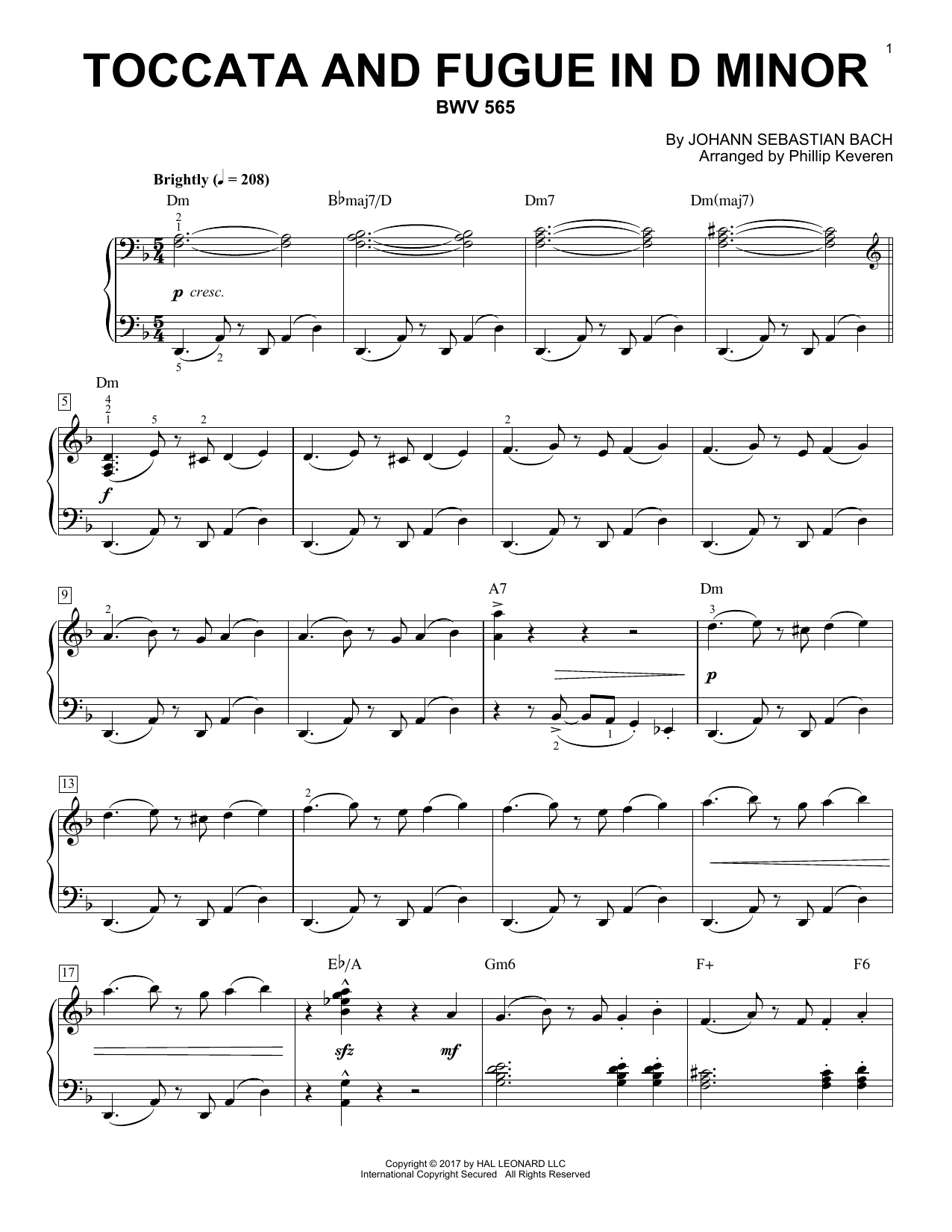 Download Johann Sebastian Bach Toccata And Fugue In D Minor, BWV 565 Sheet Music