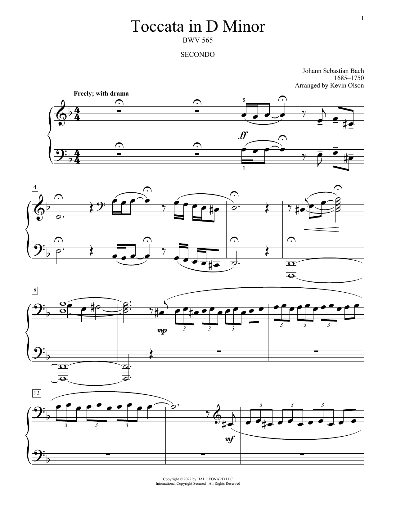Download Johann Sebastian Bach Toccata And Fugue In D Minor, BWV 565 ( Sheet Music