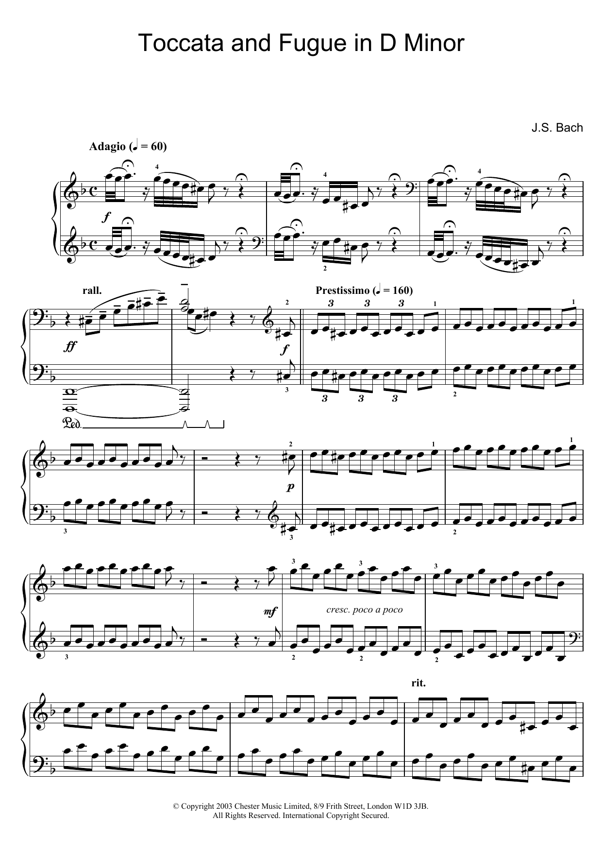 Download Johann Sebastian Bach Toccata and Fugue in D Minor Sheet Music