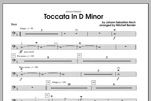 Download Bender Toccata in D Minor - Bass Sheet Music