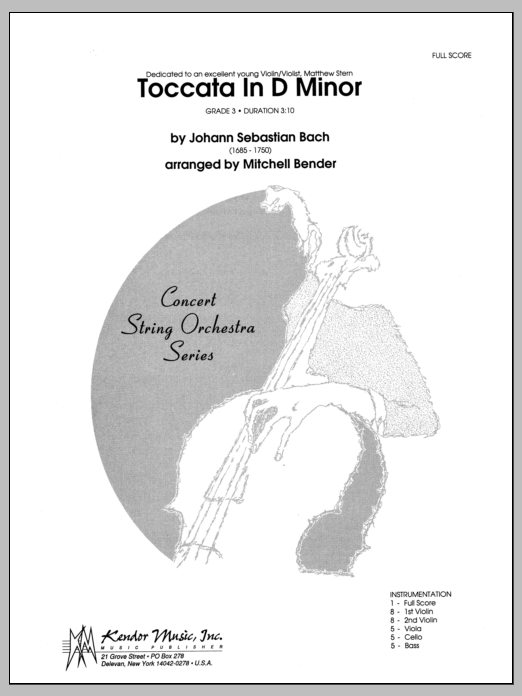 Download Bender Toccata in D Minor - Full Score Sheet Music