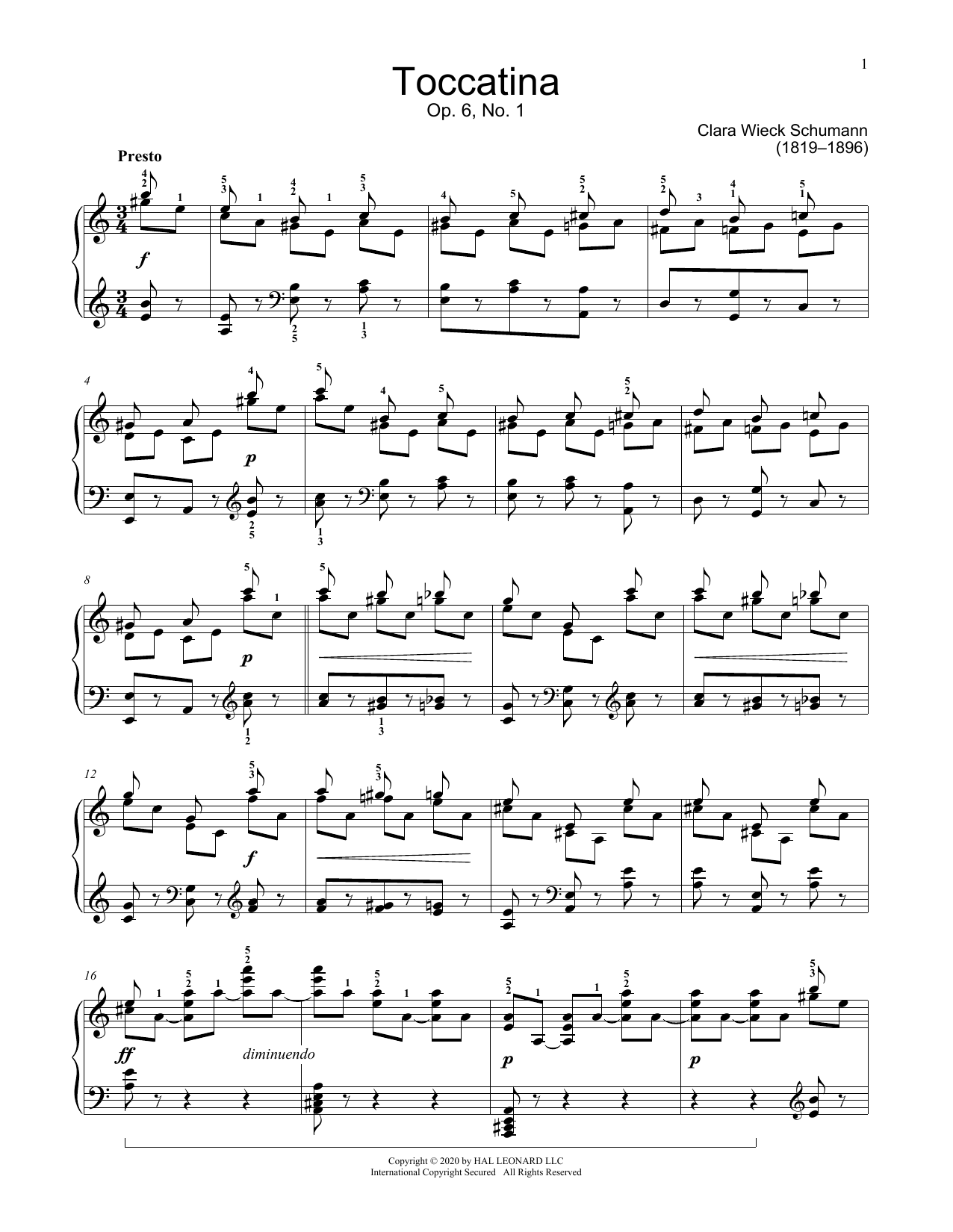 Download Clara Schumann Toccatina, Op. 6 Sheet Music
