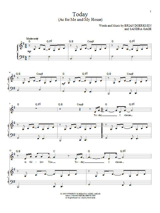 Download Brian Doerksen Today (As For Me And My House) Sheet Music