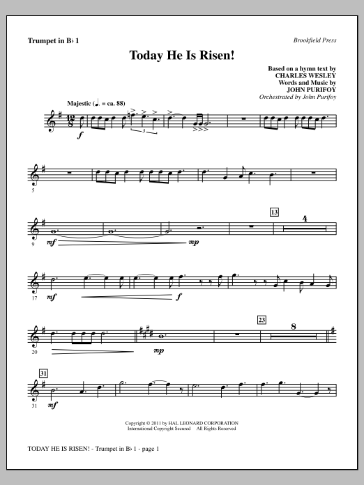 Download John Purifoy Today He Is Risen! - Bb Trumpet 1 Sheet Music