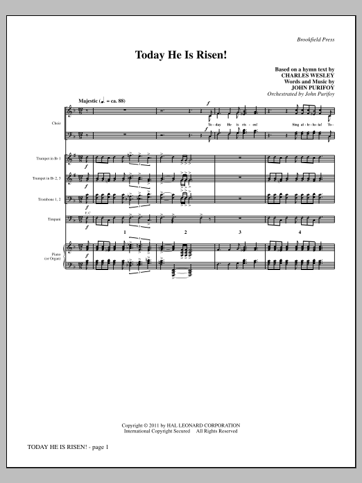Download John Purifoy Today He Is Risen! - Full Score Sheet Music