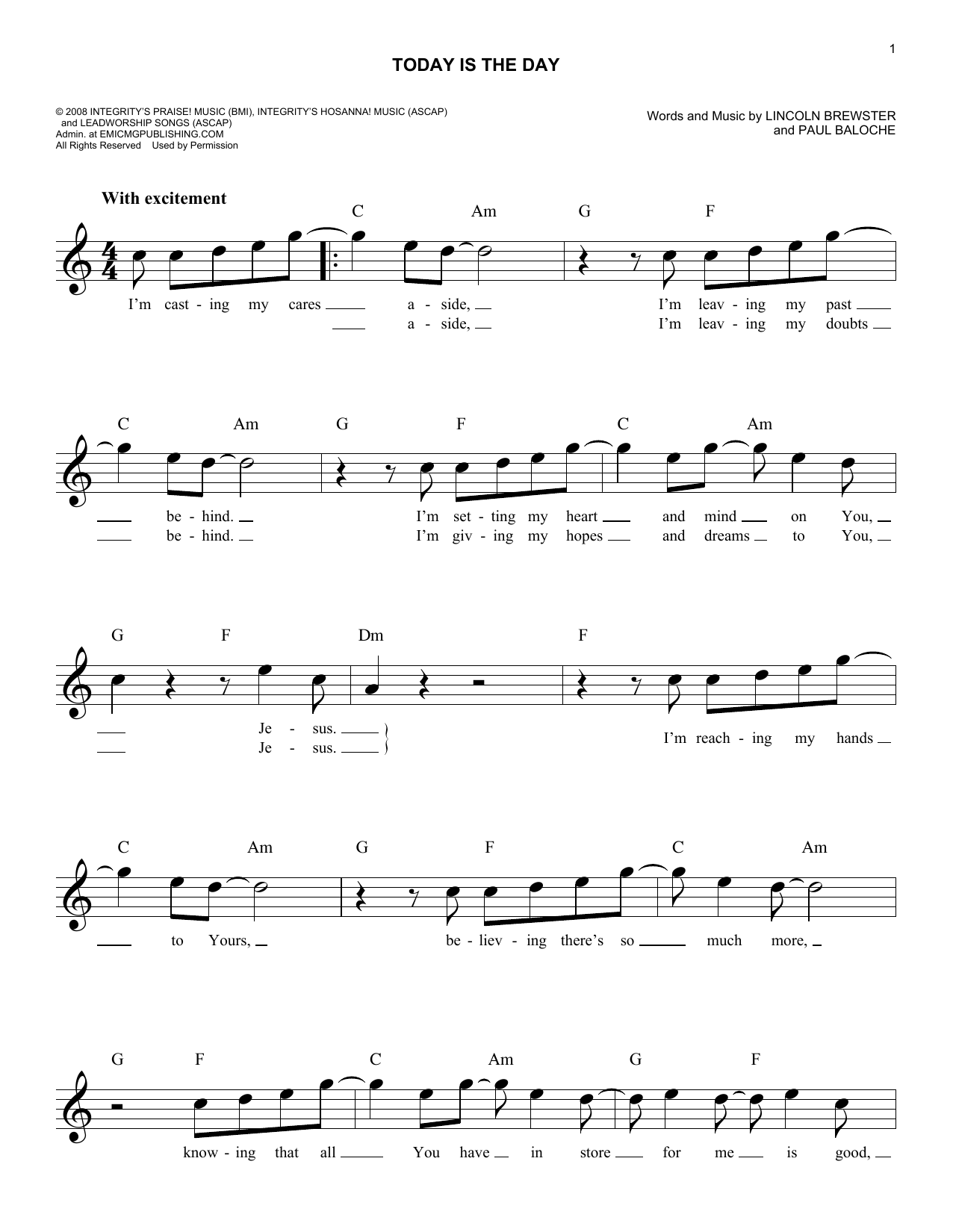 Download Paul Baloche Today Is The Day Sheet Music