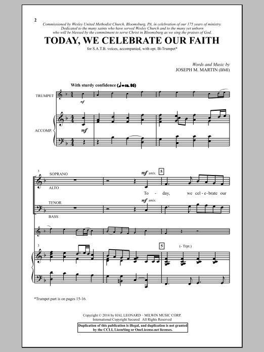 Download Joseph M. Martin Today, We Celebrate Our Faith Sheet Music