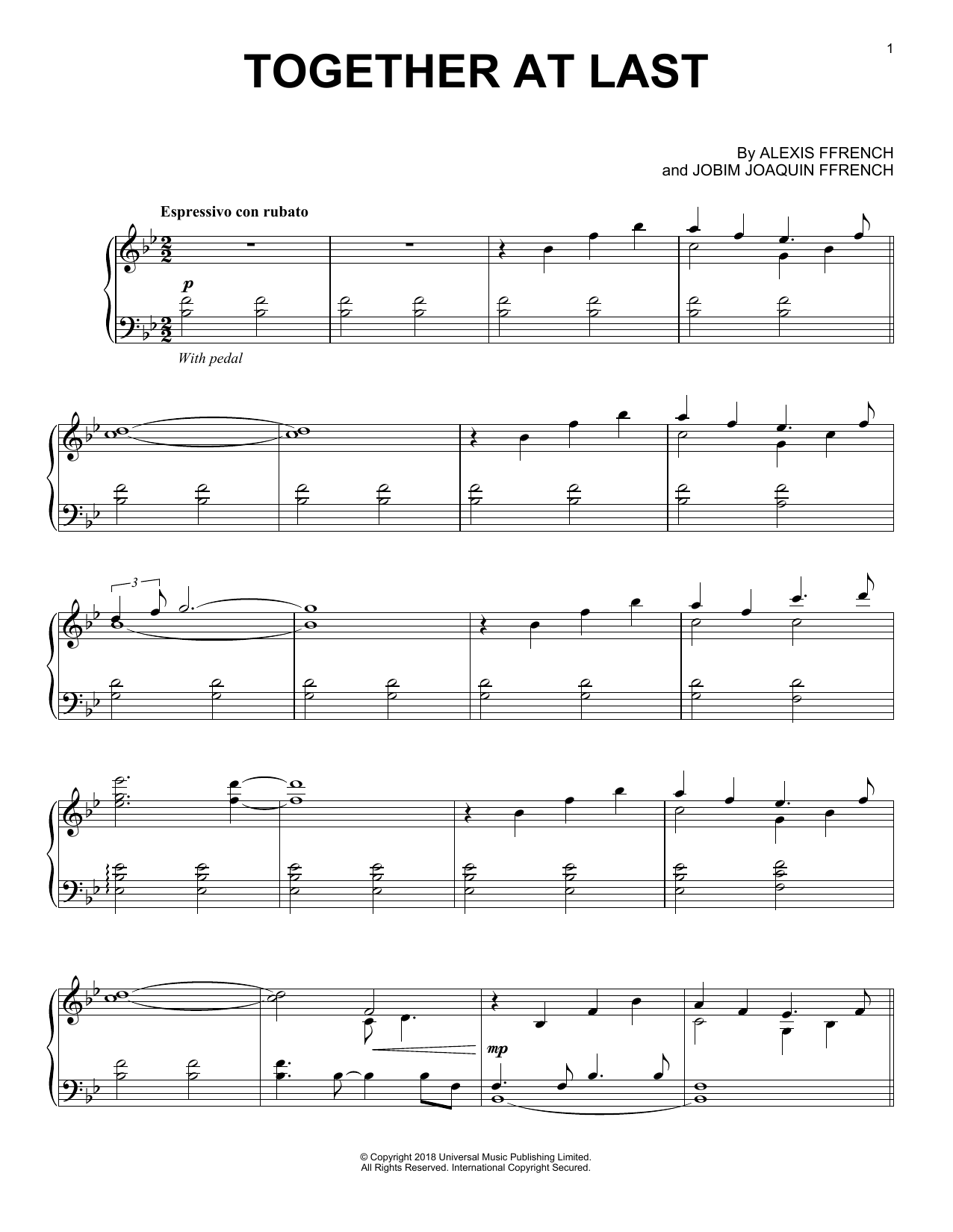 Download Alexis Ffrench Together At Last Sheet Music