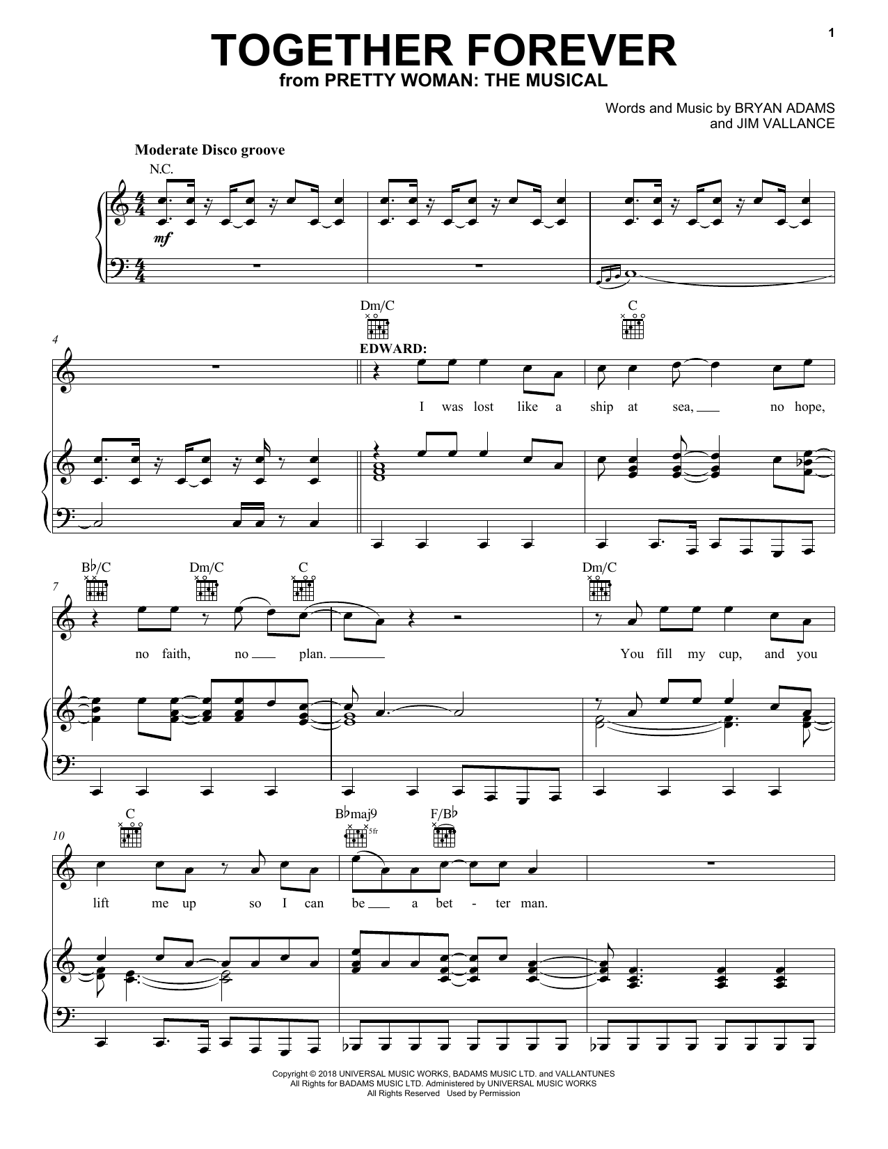 Download Bryan Adams & Jim Vallance Together Forever (from Pretty Woman: Th Sheet Music