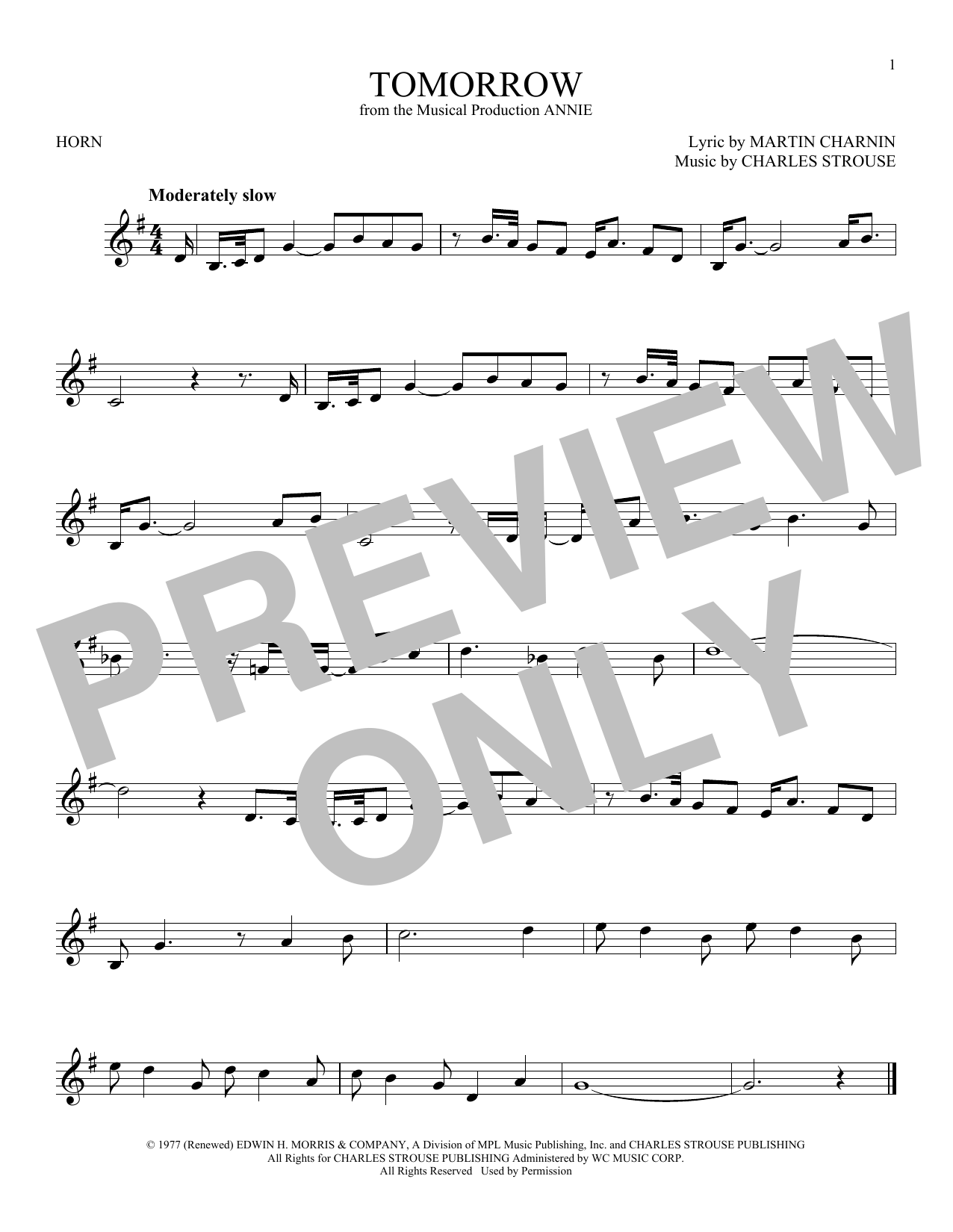 Download Charles Strouse Tomorrow Sheet Music