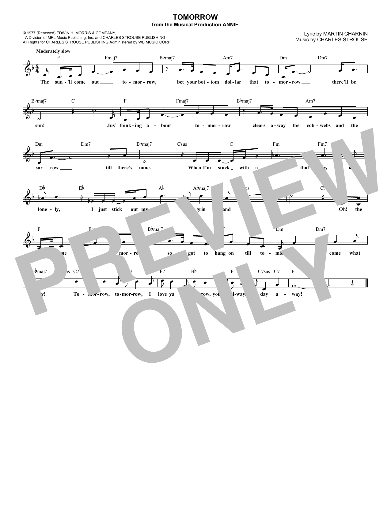 Download Charles Strouse Tomorrow Sheet Music