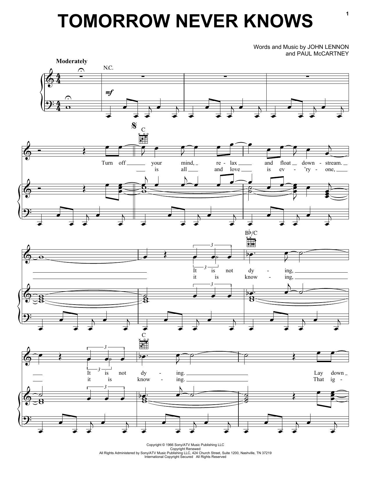Download The Beatles Tomorrow Never Knows Sheet Music