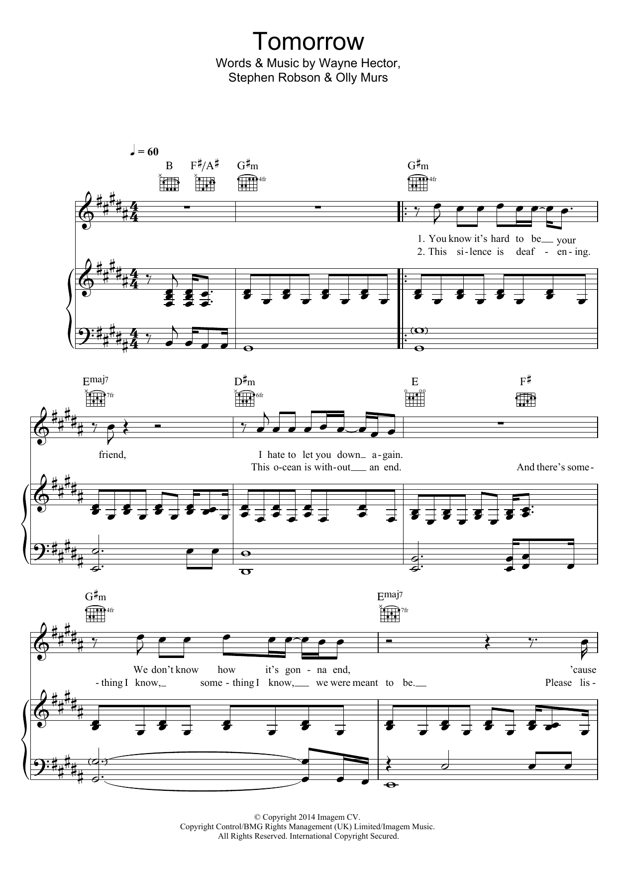 Download Olly Murs Tomorrow Sheet Music