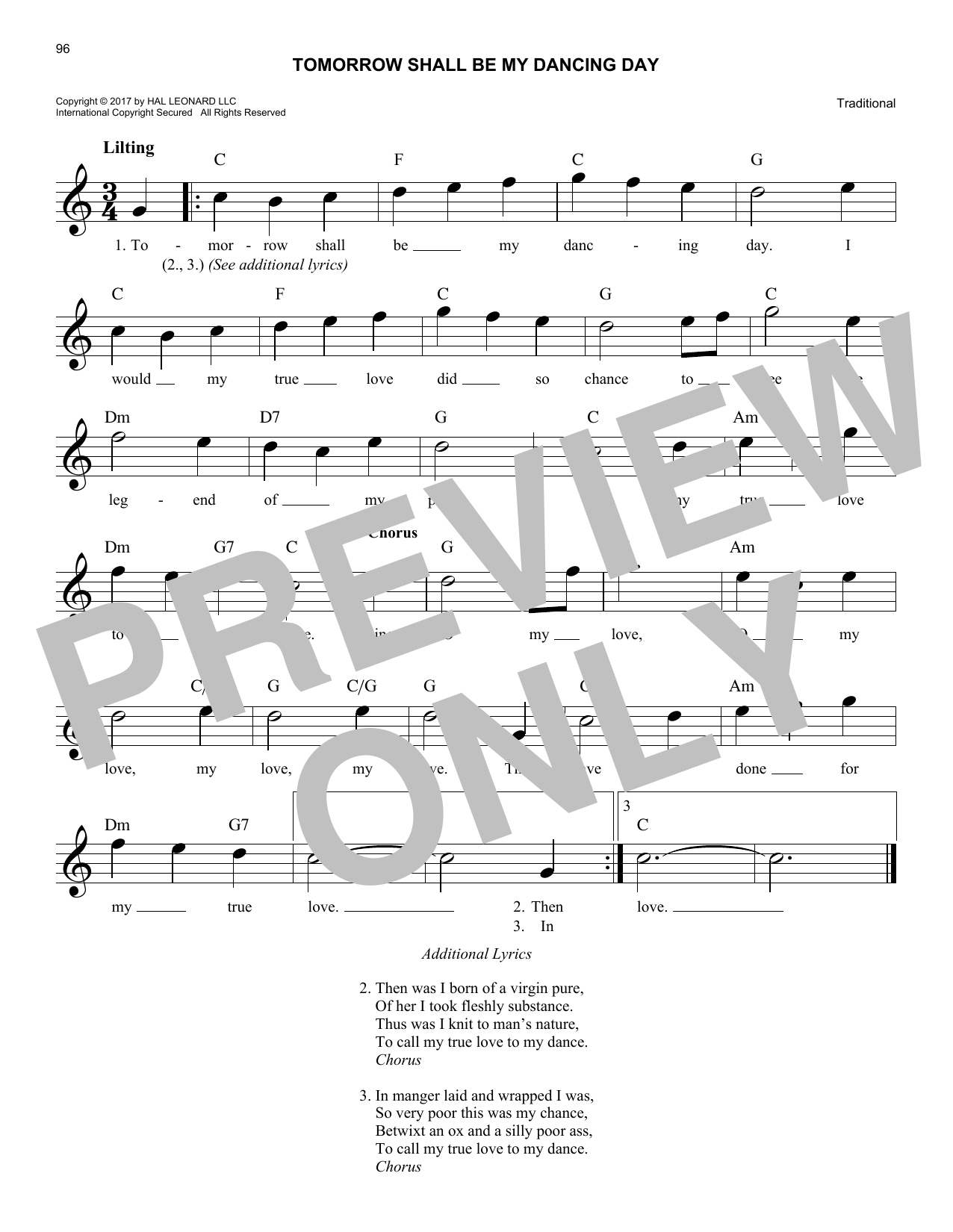 Download Traditional Tomorrow Shall Be My Dancing Day Sheet Music