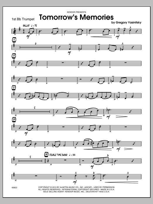 Download Gregory Yasinitsky Tomorrow's Memories - 1st Bb Trumpet Sheet Music