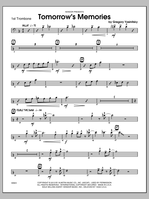 Download Gregory Yasinitsky Tomorrow's Memories - 1st Trombone Sheet Music