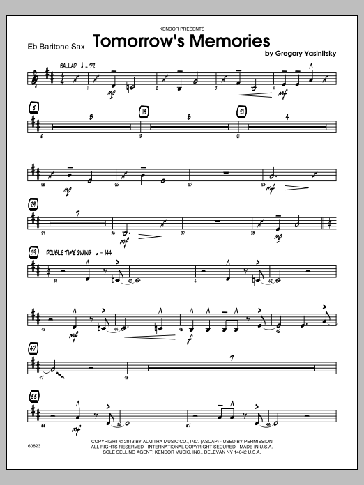 Download Gregory Yasinitsky Tomorrow's Memories - Baritone Sax Sheet Music