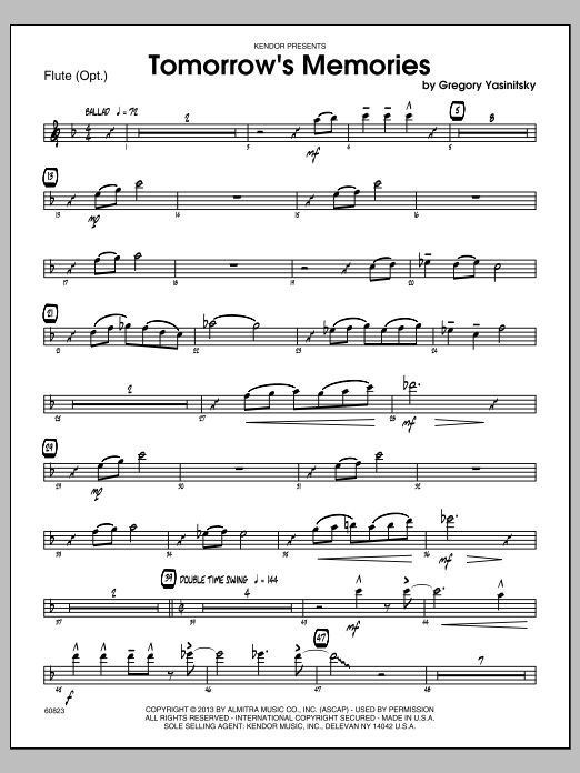 Download Gregory Yasinitsky Tomorrow's Memories - Flute Sheet Music