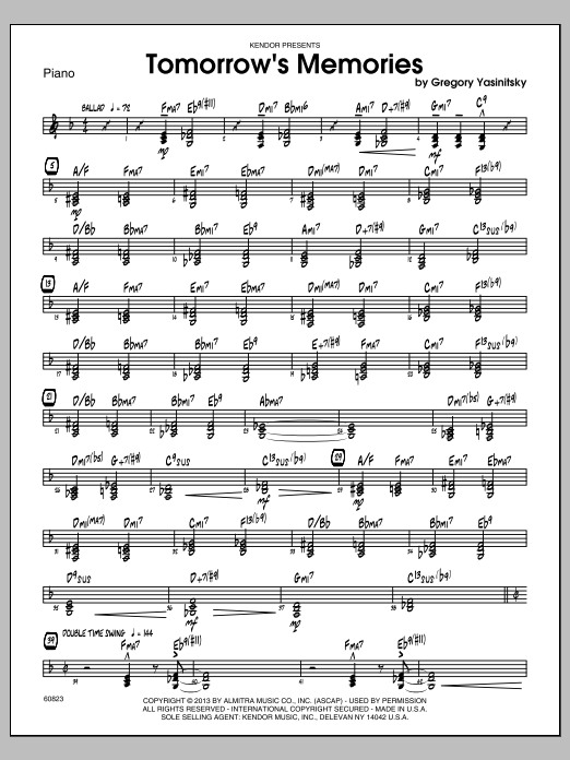 Download Gregory Yasinitsky Tomorrow's Memories - Piano Sheet Music
