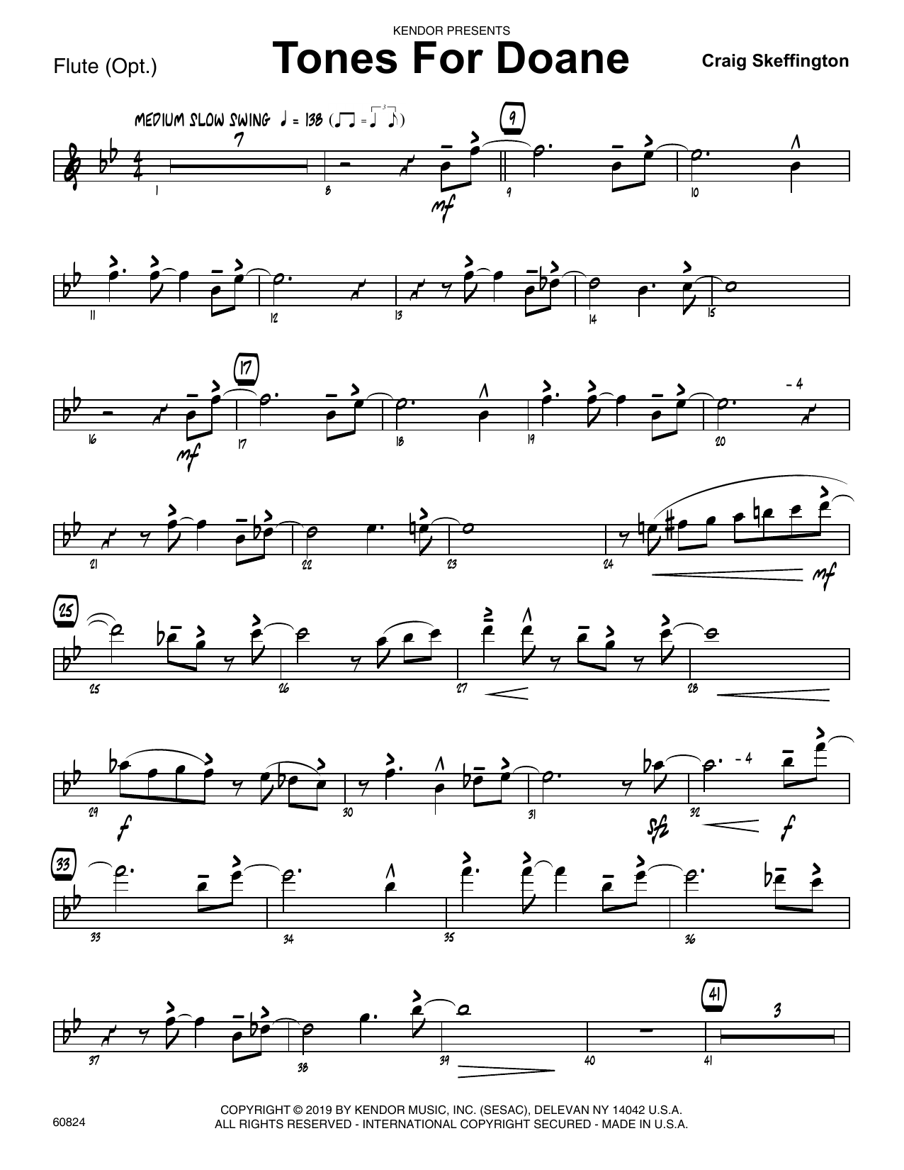 Download Craig Skeffington Tones For Doane - Flute Sheet Music