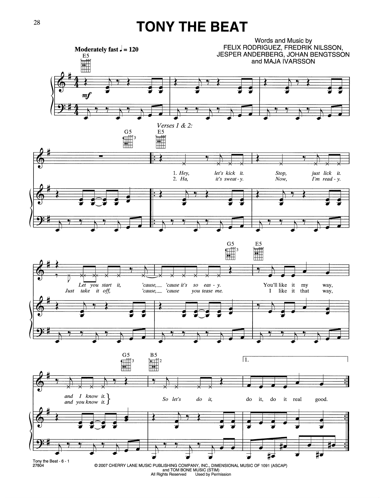 Download The Sounds Tony The Beat (from Music And Lyrics) Sheet Music