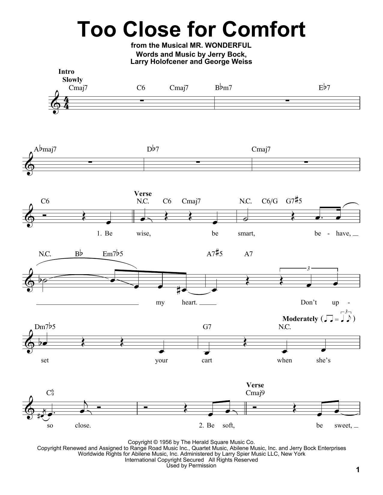 Download George Weiss Too Close For Comfort Sheet Music