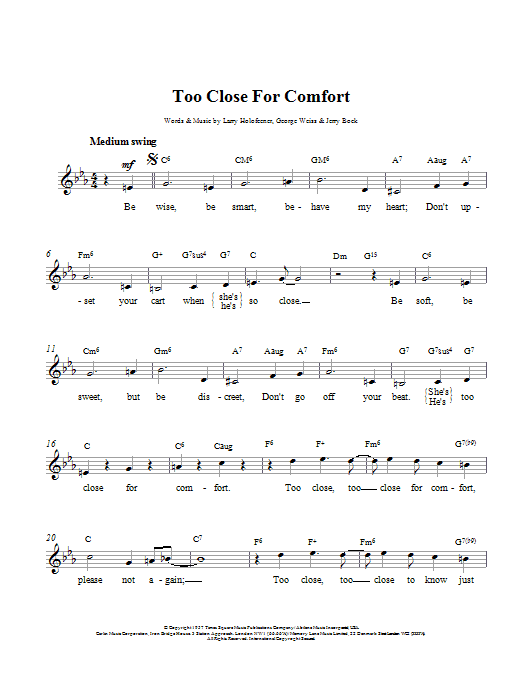 Download Larry Holofcener Too Close For Comfort Sheet Music