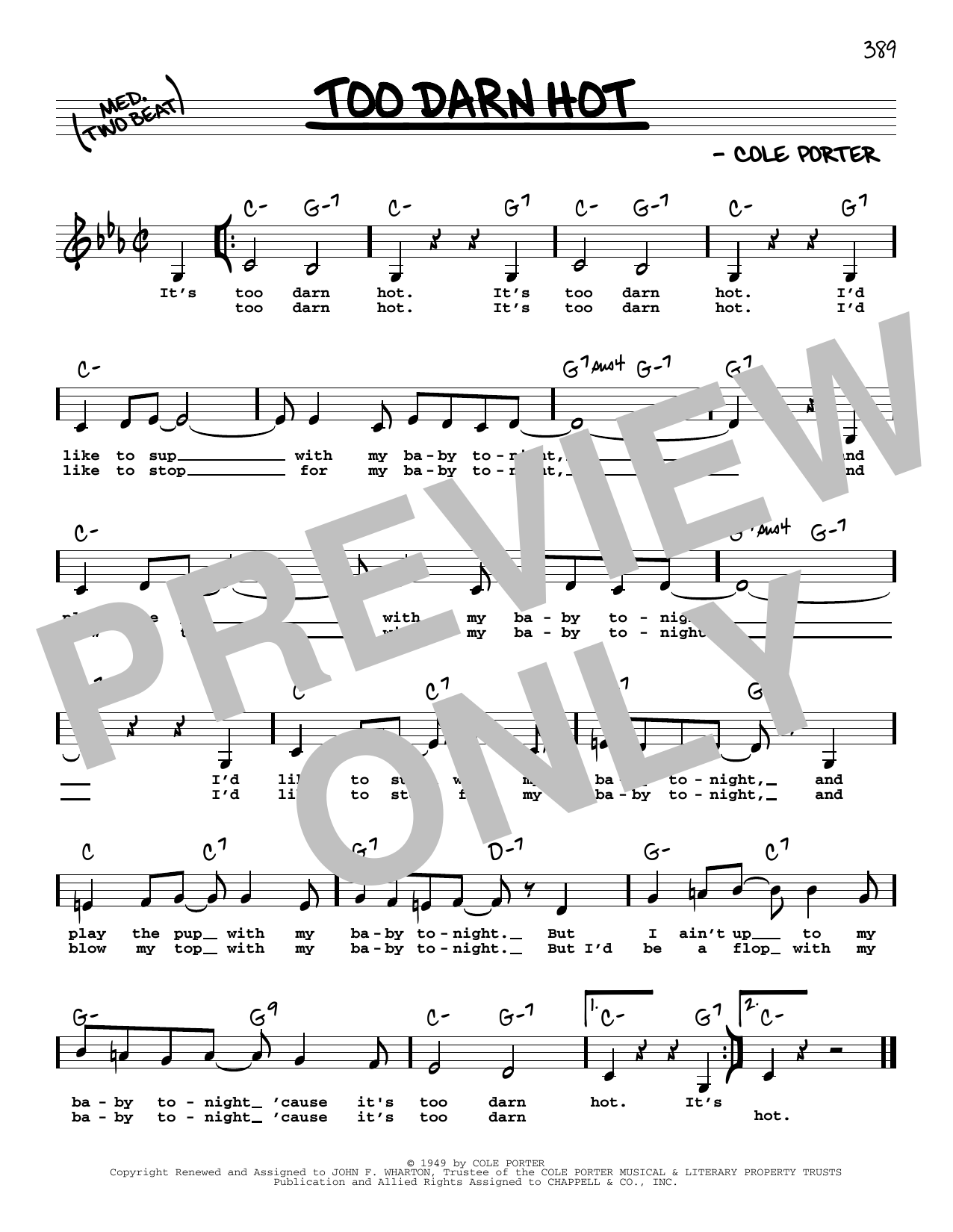 Download Cole Porter Too Darn Hot (Low Voice) Sheet Music