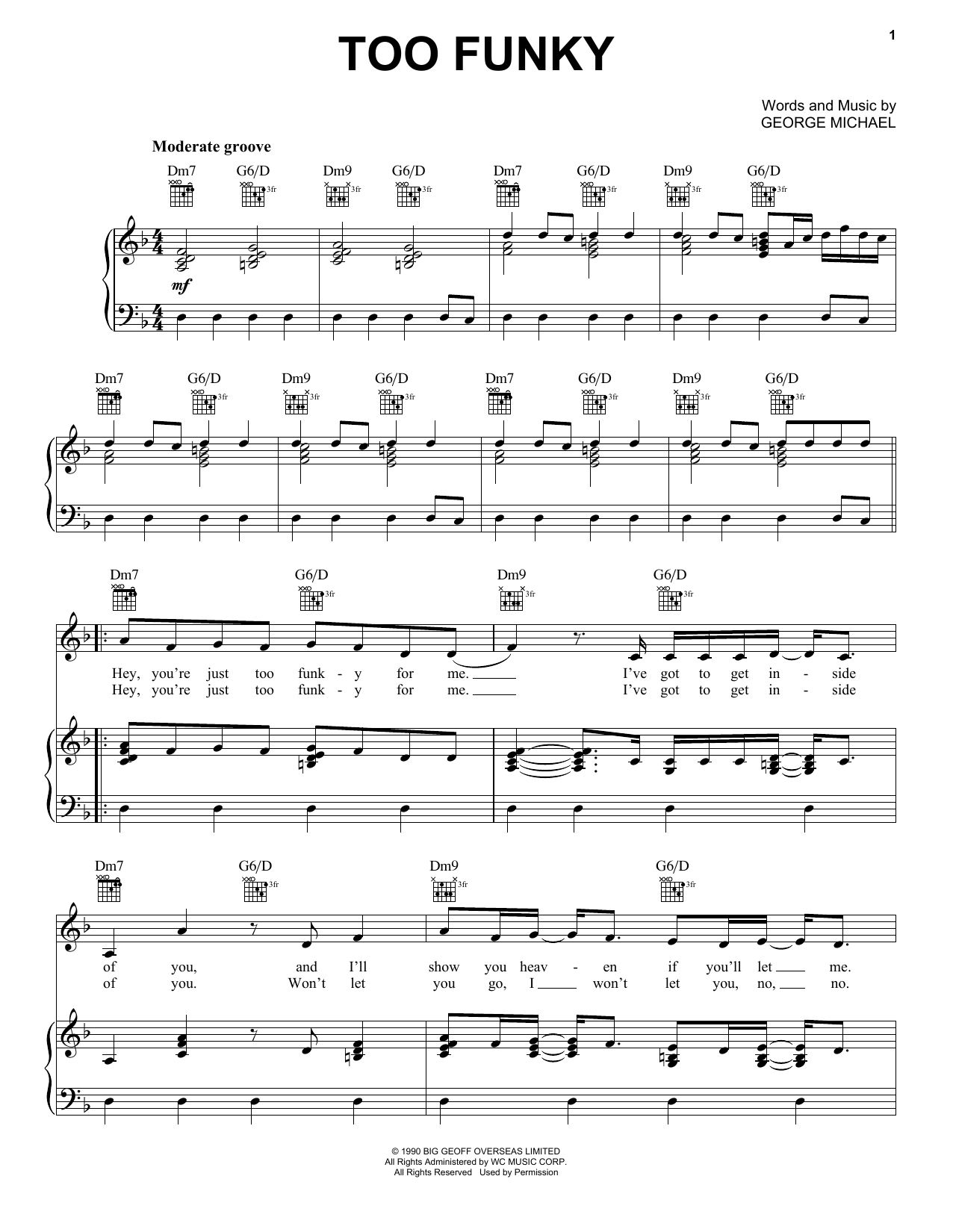Download George Michael Too Funky Sheet Music