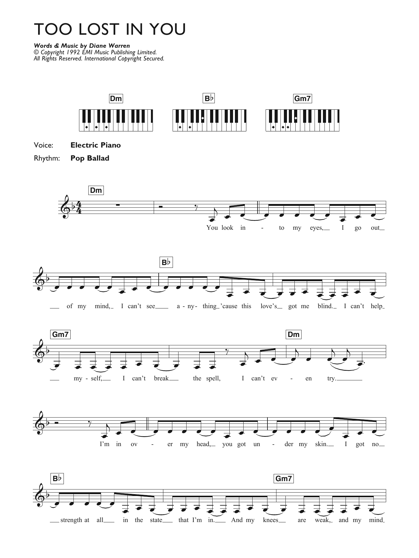 Download Sugababes Too Lost In You Sheet Music