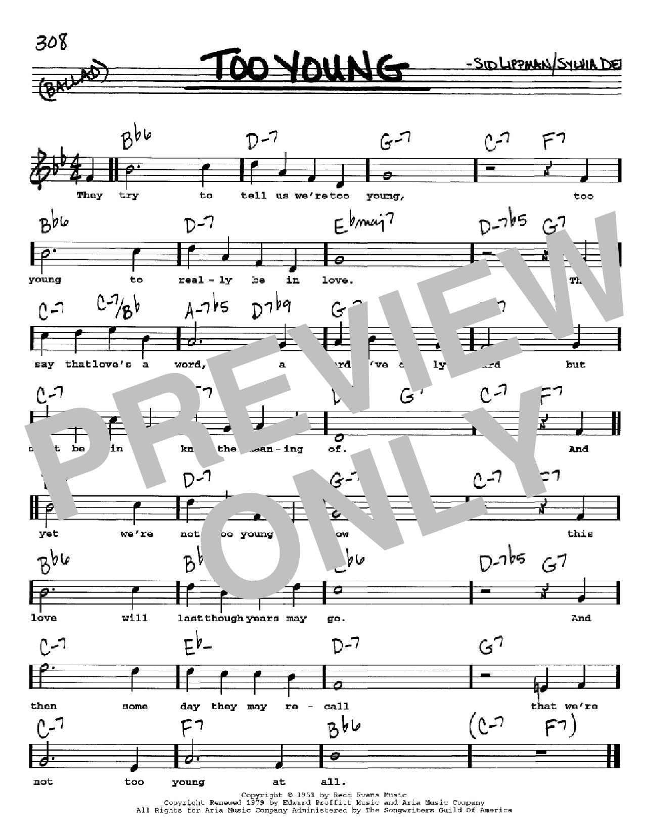 Download Sid Lippman Too Young Sheet Music