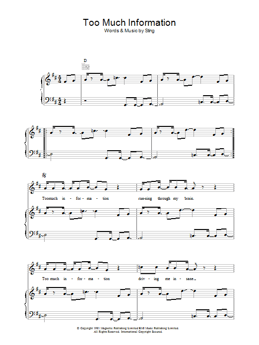 Download The Police Too Much Information Sheet Music